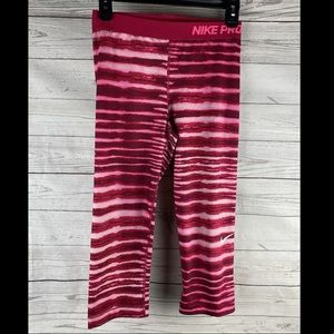 Nike Pro Pink Tiger Striped Cropped Pants